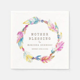 Mother Blessing beads feathers boho colourful Napkin