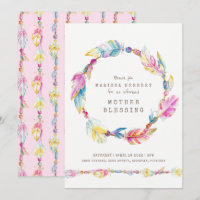 Mother blessing feather and beads colourful art