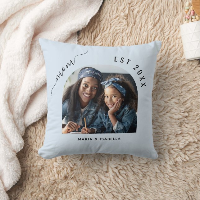 Mother blue photo children kid cushion (Blanket)