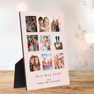 Mother blush pink best mum photo family collage plaque