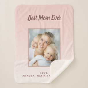 Mother blush pink rose gold photo sherpa blanket
