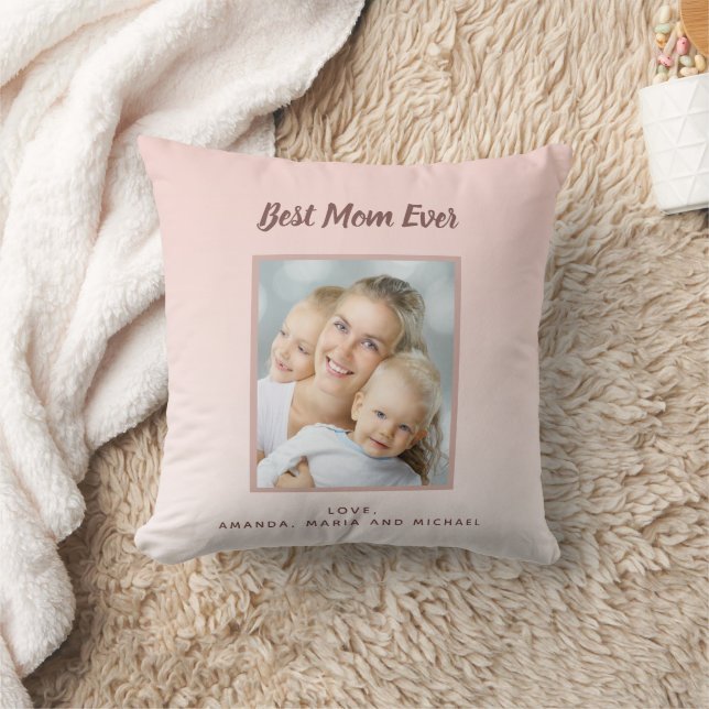 Mother blush rose gold photo names cushion (Blanket)