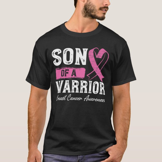 Mother Breast Cancer Fighter Awareness Son Of A Wa T-Shirt (Front)