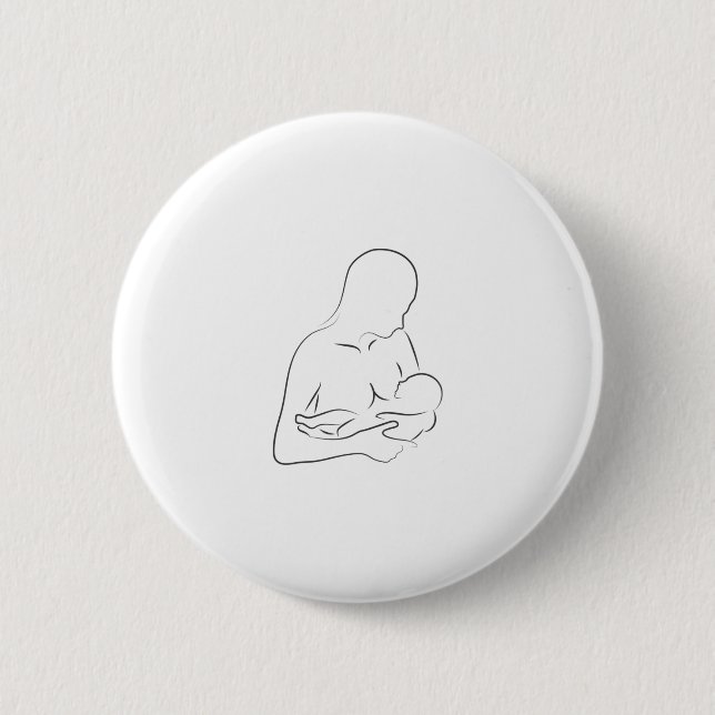 Mother Breastfeeding Silhouette 6 Cm Round Badge (Front)