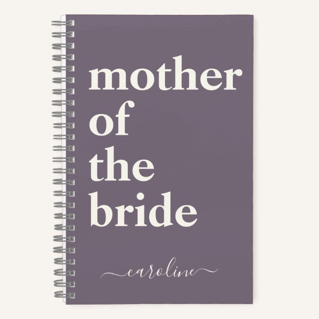 Mother Bride Minimalist Modern Custom Dark Purple Notebook (Front)