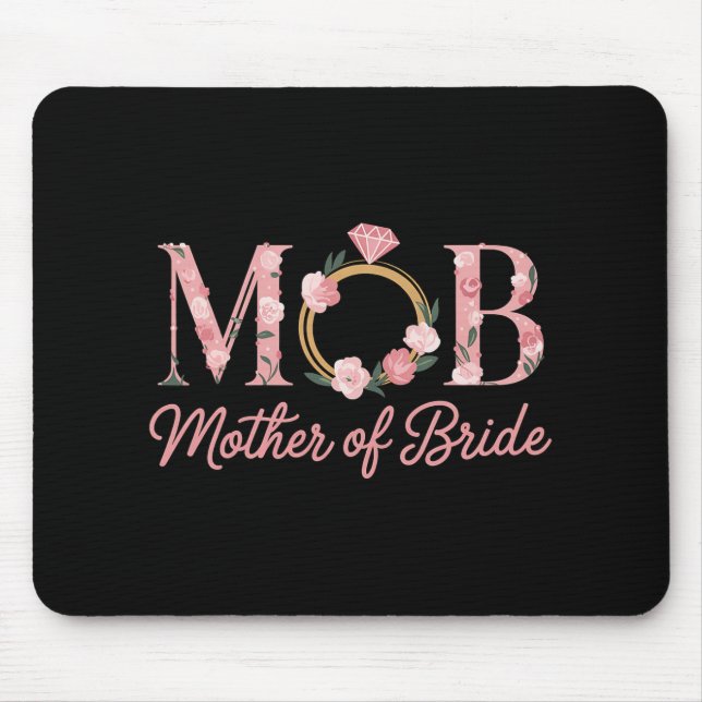 Mother Bride Wedding Mob Floral Pink Diamond Ring  Mouse Mat (Front)