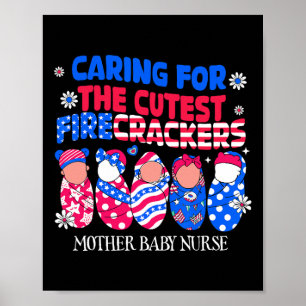 Mother Byby Nurse Patriotic Usa Flag American Inde Poster