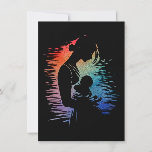 Mother carrying her baby, mum and her baby sketch, holiday card (Front)