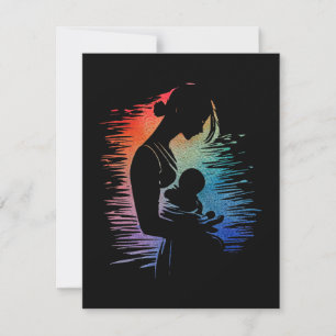 Mother carrying her baby, mum and her baby sketch, holiday card