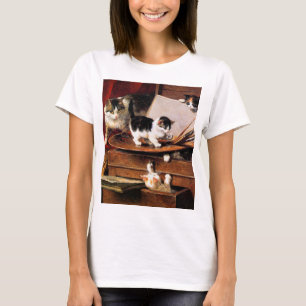 Mother Cat and Kittens on Table T-Shirt
