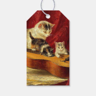Mother Cat and Kittens Playing with Guitar Gift Tags
