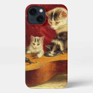 Mother Cat and Kittens Playing with Guitar iPhone 13 Case