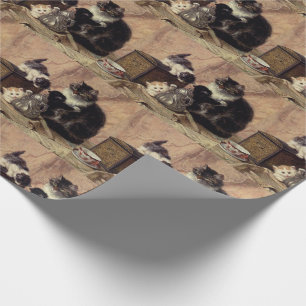 Mother cat and kittens wrapping paper