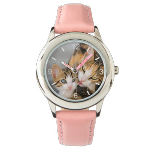 Mother Cat Loves Cute Baby Kitten Photo dial-plate Watch