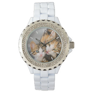 Mother Cat Loves Cute Baby Kitten Photo dial-plate Watch