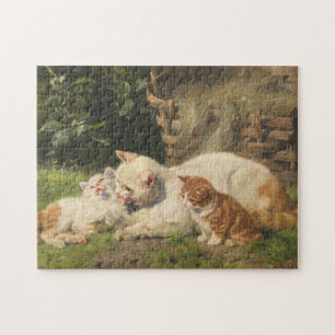 Mother Cat with Kittens   Julius Adam the Younger Jigsaw Puzzle