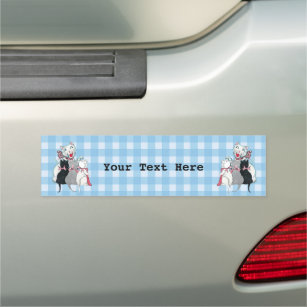 Mother Cat With Three Cute Kittens on Plaid Car Magnet