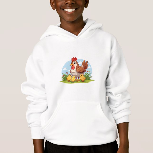 mother chicken and little yellow chicks (Front)