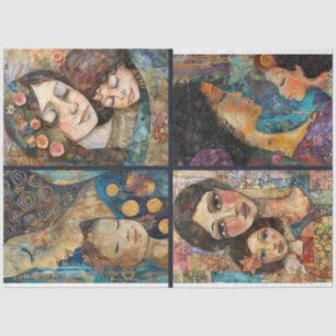 Mother Child Artist Crafting Collage Decoupage 4 Tissue Paper