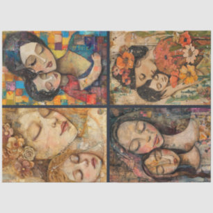 Mother Child Artist Crafting Collage Decoupage Tissue Paper