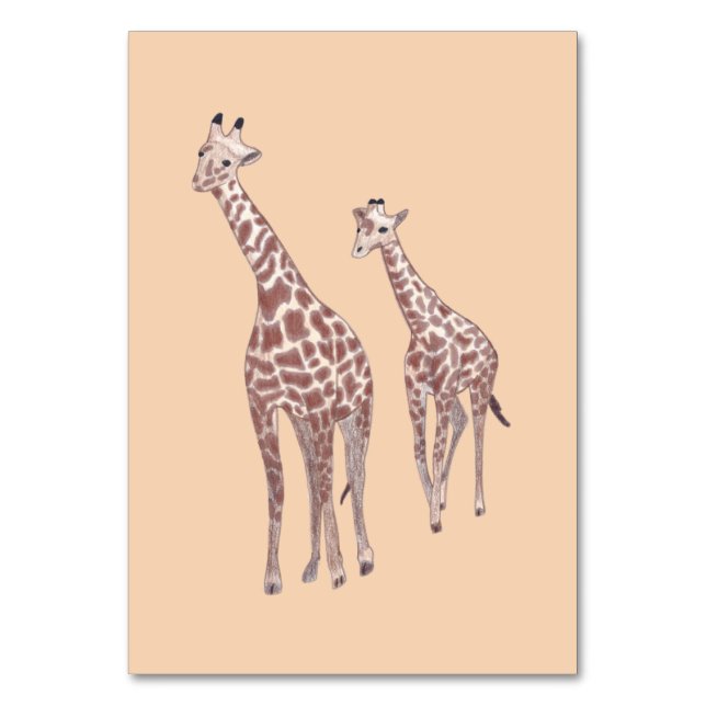Mother Child Giraffe Reading Flashcards for Adults Table Number (Front)
