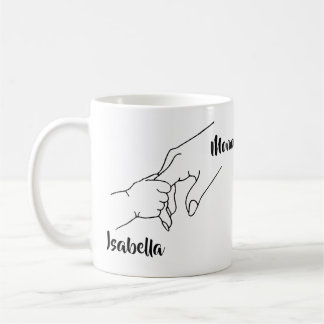 Mother & Child Hands Minimalist Name Mug