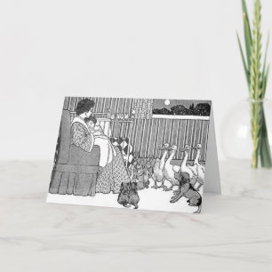 Mother & Child Story Time in Black & White Card