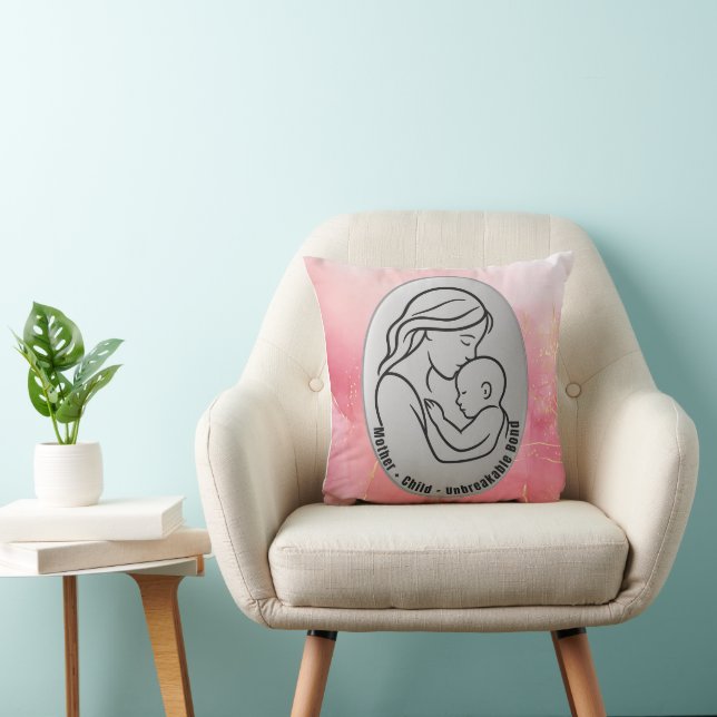 Mother & Child Throw Pillow – Unbreakable Bond art (Chair)