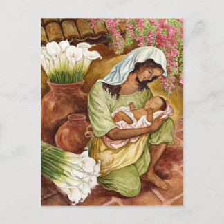 MOTHER & CHILD WITH CALA LILIES - MULTI POSTCARD