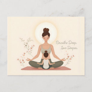 Mother Child Yoga Meditation Art Postcard