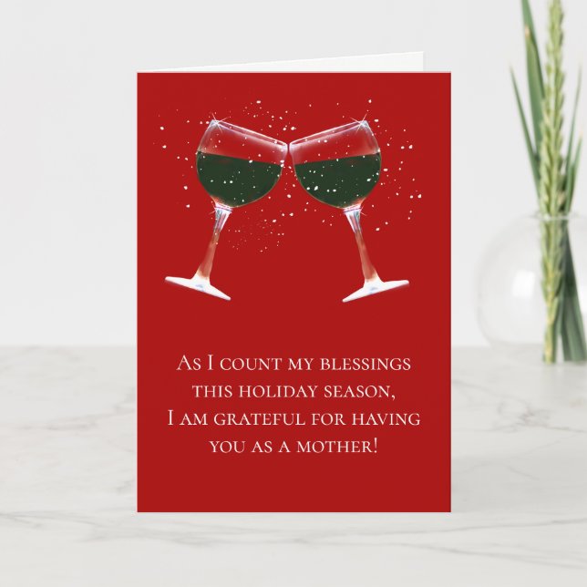 Mother Christmas Holiday Wine Humour  Card (Front)