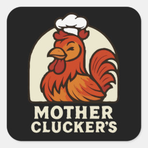 Mother Clucker’s Funny Retro Hen Chef - Vintage Ca Square Sticker