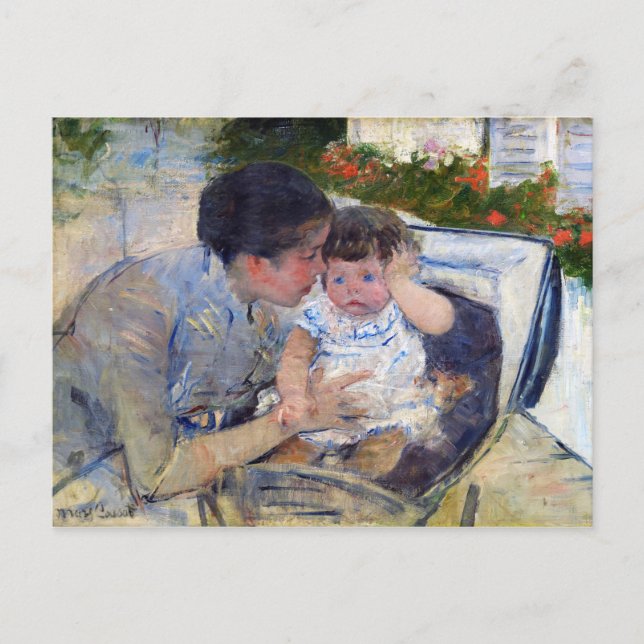 Mother Comforting the Baby, Mary Cassatt Postcard (Front)