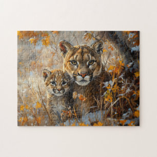 Mother Cougar and Her Kitten Jigsaw Puzzle
