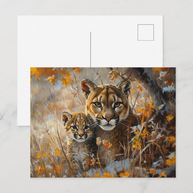 Mother Cougar and Her Kitten Postcard (Front/Back)
