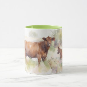Mother Cow and Baby Calf Angus Texas Farm Mug Art