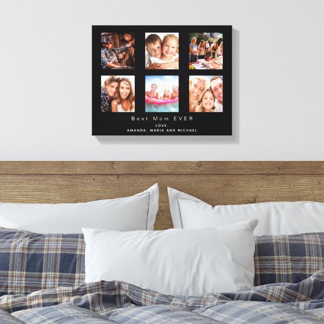 Mother custom photo family black canvas print (Insitu(Bedroom))