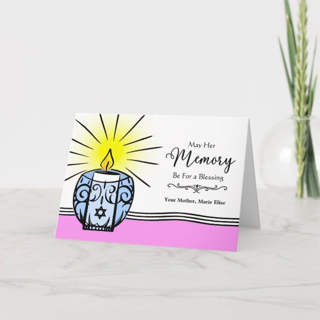 Mother Custom Yahrzeit Jewish Anniversary of Death Card (Front)