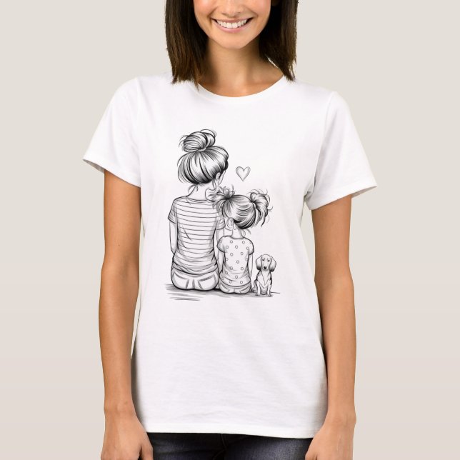 Mother & Daughter A-Line Art ShirterFamily Bond T-Shirt (Front)