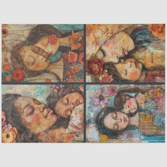 Mother Daughter Artist Crafting Collage Decoupage Tissue Paper (Front)