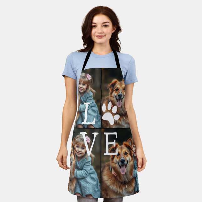 Mother Daughter Dog Love Custom Photo Apron (Worn)