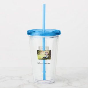 Mother daughter family photo add name picture text acrylic tumbler