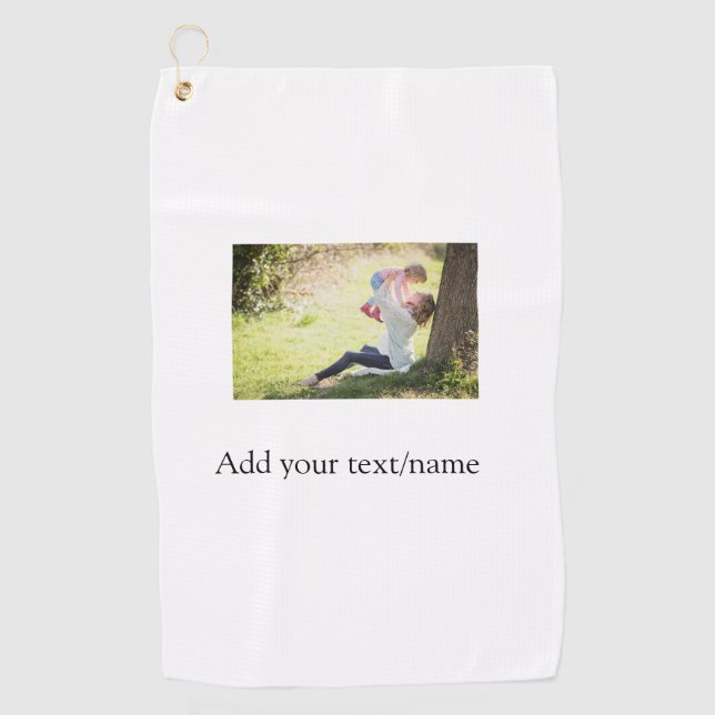Mother daughter family photo add name picture text golf towel (Front)