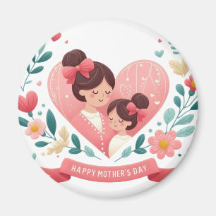 Mother & Daughter Floral Heart- Happy Mother's Day Magnet