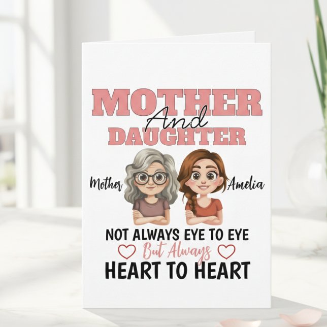 Mother Daughter Hearts Connected Across Miles Card (Creator Uploaded)