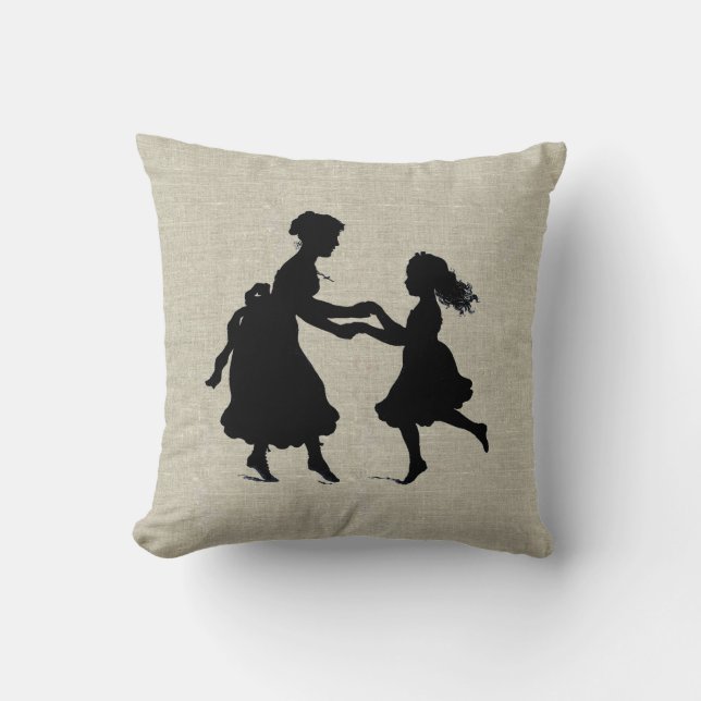 Mother & Daughter Holding Hands Dancing Cushion (Front)