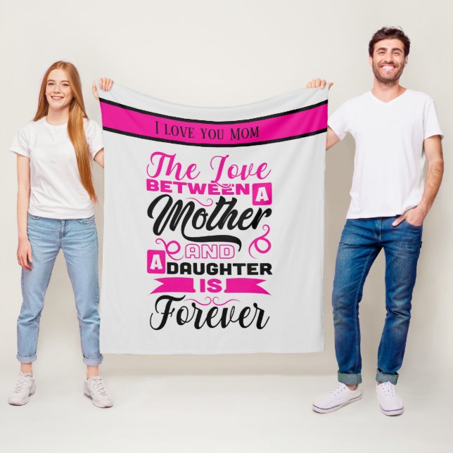 Mother Daughter love add  text Fleece Blanket (In Situ)