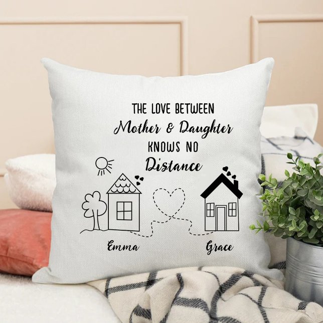 Mother Daughter Love Knows No Distance Cushion (Mother Daughter Love Knows No Distance Throw Pillow)