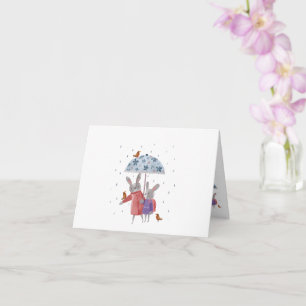 Mother Daughter Rabbit and Birds Mother's Day Card