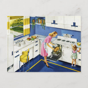 Mother/Daughter Retro Kitchen #2 Postcard